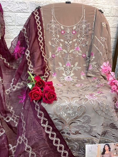 G 182 Hit Design Georgette Embroidered Pearl Work Pakistani Suits  Pakistani Suits Wholesale