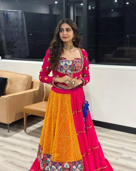 Gamthi Chain Work Rayon Lehenga Choli Navratri Lehnega Choli