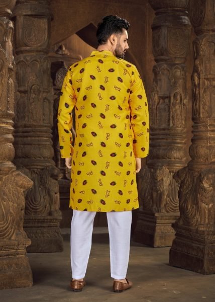  Ganpati Speical Cotton Slub with Digital Print Men s God Print kurta with Payjama Kurta Pajama Wholesale