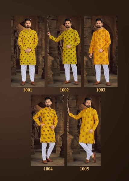  Ganpati Speical Cotton Slub with Digital Print Men s God Print kurta with Payjama Kurta Pajama Wholesale
