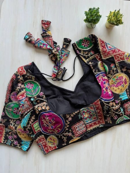 Garba Glam in Black Crepe Designer Blouse with Jhumka Back for Festive Nights Blouse Collection