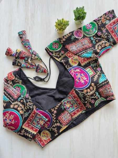 Garba Glam in Black Crepe Designer Blouse with Jhumka Back for Festive Nights Blouse Collection