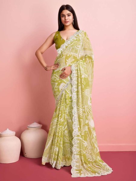 Georgette Chiffon Sarees with Unstitched Blouse Best Offer Now Pure Chiffon Sarees Wholesale