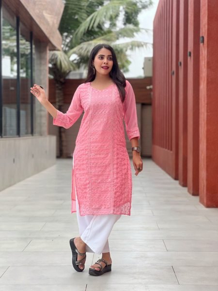  Georgette Chikankari Kurti for Women Festival Collection  Georgette Kurti 