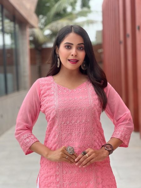  Georgette Chikankari Kurti for Women Festival Collection  Georgette Kurti 
