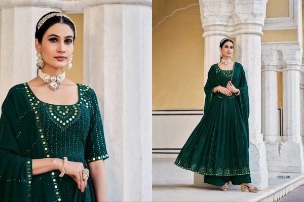 Georgette Embroidered Anarkali Kurta With Palazzo And Dupatta  3 Piece Kurti Set