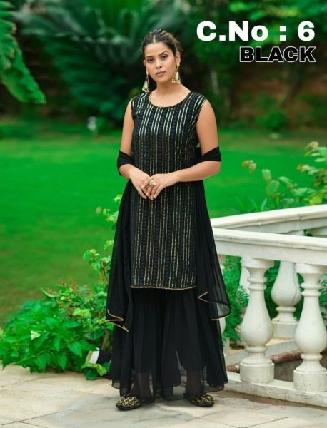 Georgette Embroidered Sharara Set With Dupatta 3 Piece Kurti Set