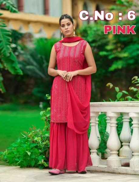 Georgette Embroidered Sharara Set With Dupatta 3 Piece Kurti Set