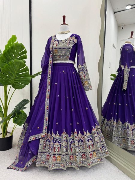 Georgette Lehenga Set Wedding & Partywear with Dori, Sequin & Lace Work Buy Online from Trusted Supplier in India