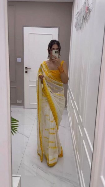 Georgette Print With Sequence Embroidered With Lace Work Saree  Georgette Sarees Wholesale