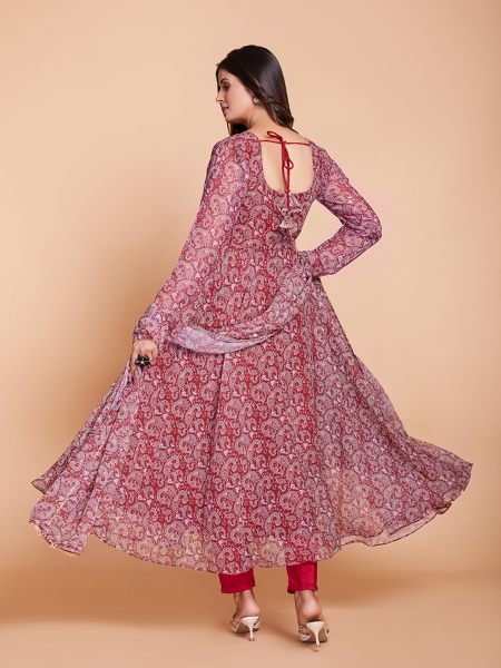 Georgette Printed Long Anarkali In Plus Size  Plus Size Kurti / Gown