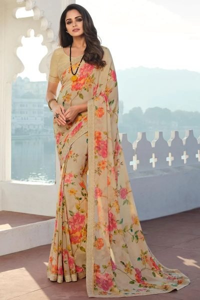 Georgette Printed Saree Georgette Sarees Wholesale