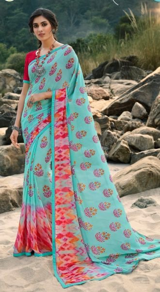Georgette Printed Saree Georgette Sarees Wholesale