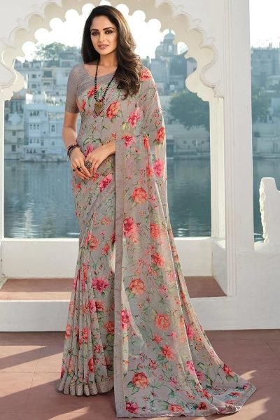 Georgette Printed Saree Georgette Sarees Wholesale
