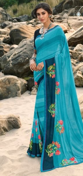 Georgette Printed Saree Georgette Sarees Wholesale
