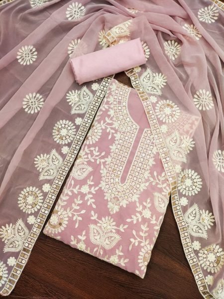 Georgette Sequence Embroidered Salwar Suit Material  Color Set Matching Dress Material Wholesale