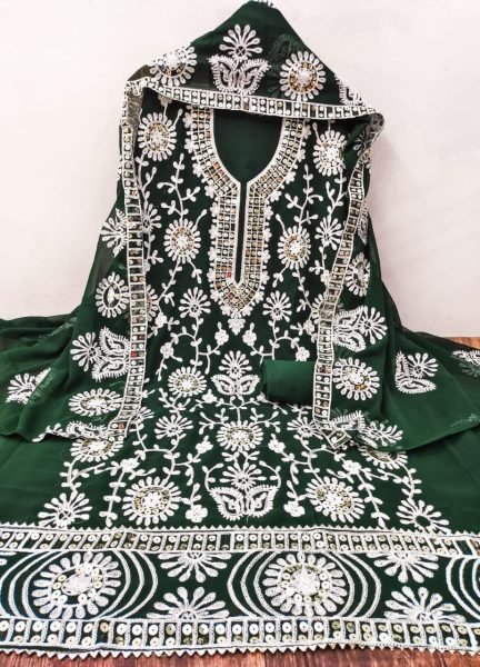 Georgette Sequence Embroidered Salwar Suit Material  Color Set Matching Dress Material Wholesale