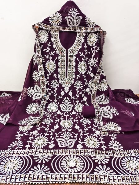 Georgette Sequence Embroidered Salwar Suit Material  Color Set Matching Dress Material Wholesale