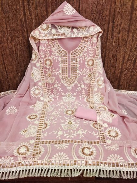 Georgette Sequence Embroidered Salwar Suit Material  Color Set Matching Dress Material Wholesale