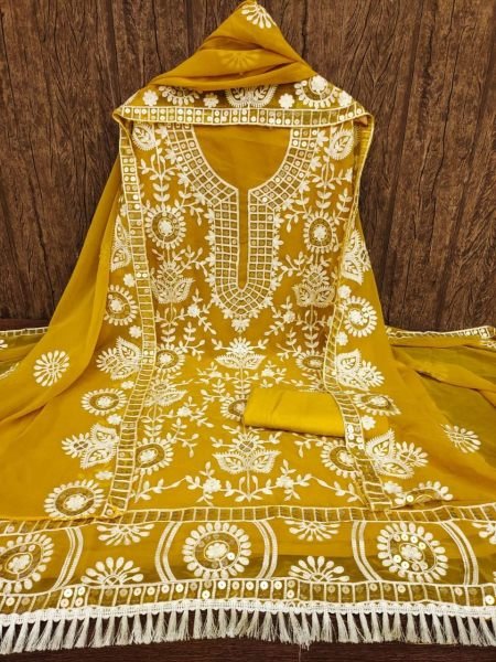 Georgette Sequence Embroidered Salwar Suit Material  Color Set Matching Dress Material Wholesale