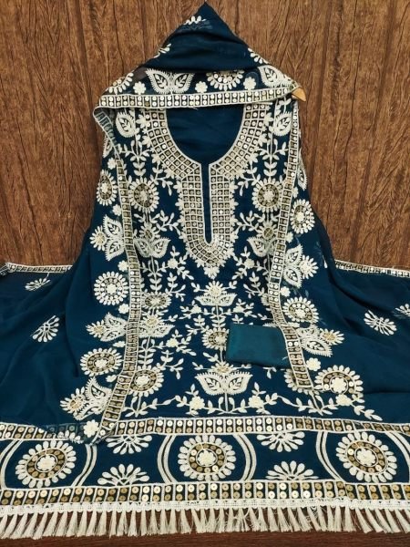 Georgette Sequence Embroidered Salwar Suit Material  Color Set Matching Dress Material Wholesale