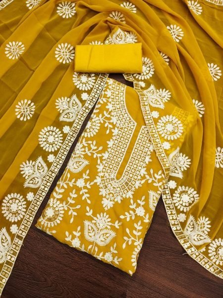 Georgette Sequence Embroidered Salwar Suit Material  Color Set Matching Dress Material Wholesale