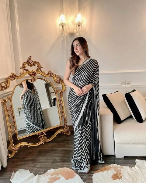 Georgette Sequence Embroidery work saree Georgette Sarees Wholesale