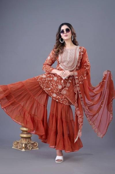 Georgette Wholesale Readymade Sharara Suit For Festival Wear Ready To Wear Collection