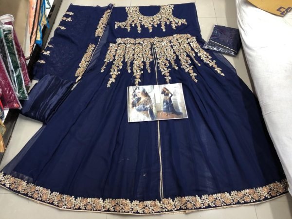 Georgette With coding Embroidery work Long anarakali  collection  Anarakali Gown Wholesale