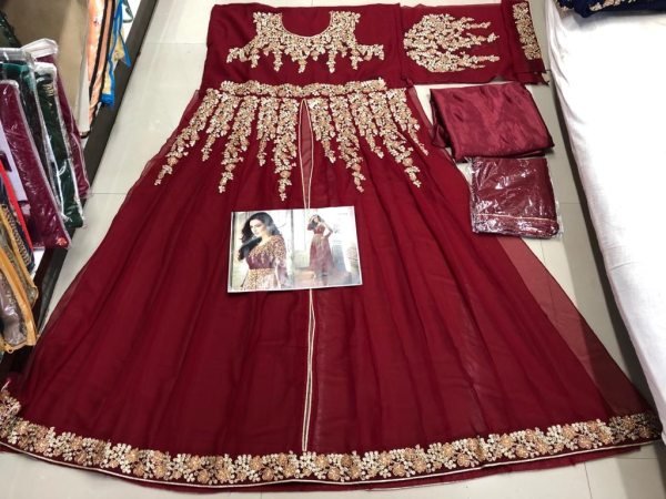 Georgette With coding Embroidery work Long anarakali  collection  Anarakali Gown Wholesale