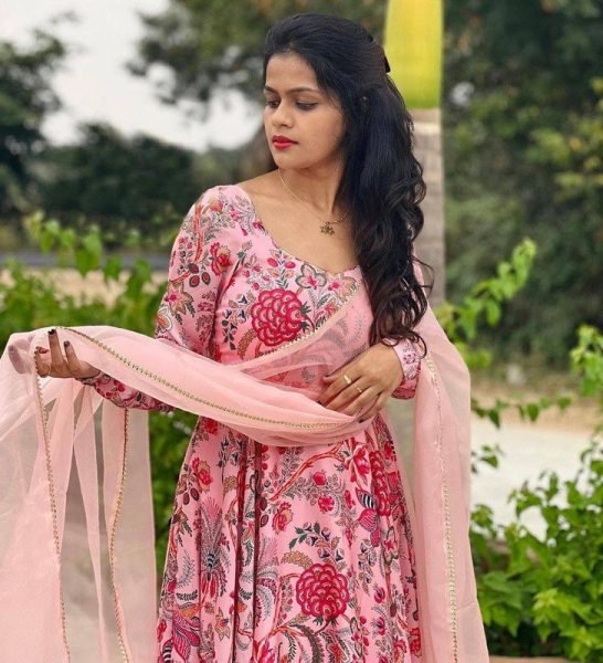 Georgette With Digital Print Anarakali Gown Georgette Kurti 