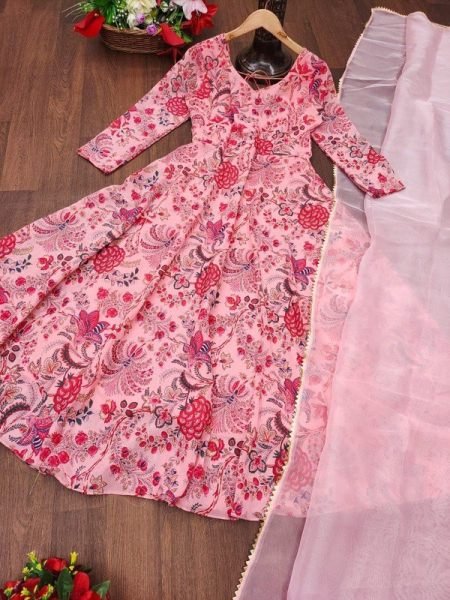 Georgette With Digital Print Anarakali Gown Georgette Kurti 