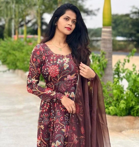 Georgette With Digital Print Anarakali Gown Georgette Kurti 