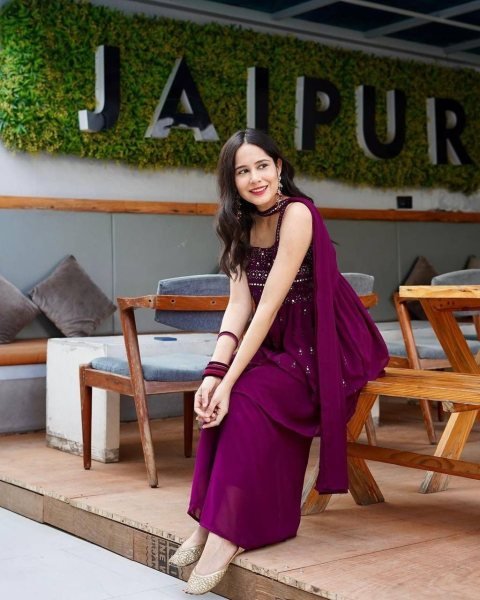 Mirror Work Georgette Kurti Plazzo Set Ready To Wear Collection