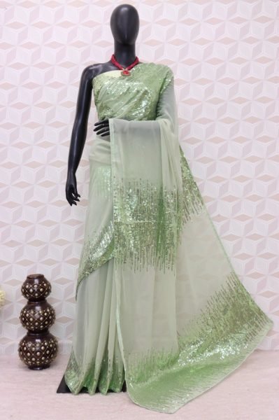 Georgette With Heavy Embroidery Work Saree  Georgette Sarees Wholesale