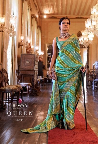 Georgette With Lehriya And Gota Border Pallu Saree Designer Wedding Sarees Wholesale