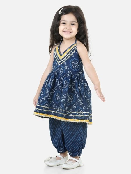 Girl s Cotton Blue Kurti Sets Girls Wear