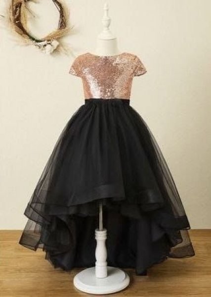 Girl Wear Net Sequencing Work Pattern Gown  Girls Wear