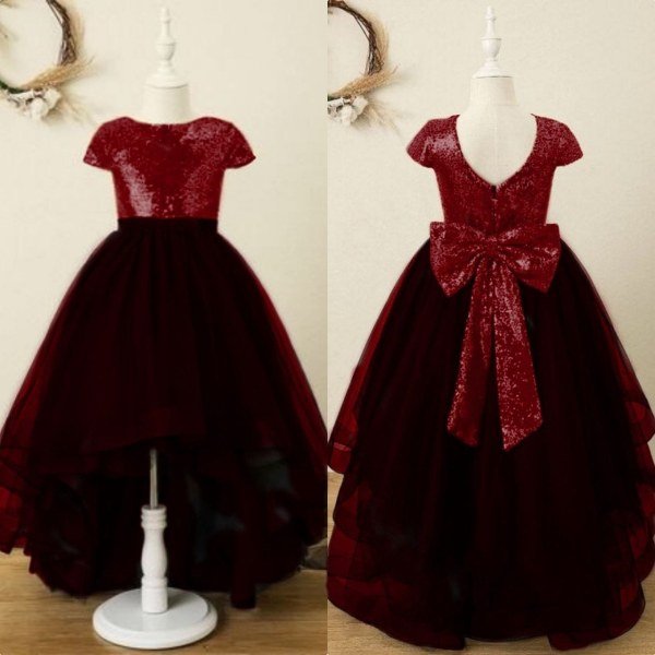 Girl Wear Net Sequencing Work Pattern Gown  Girls Wear