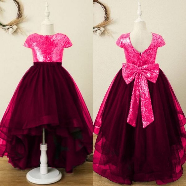 Girl Wear Net Sequencing Work Pattern Gown  Girls Wear