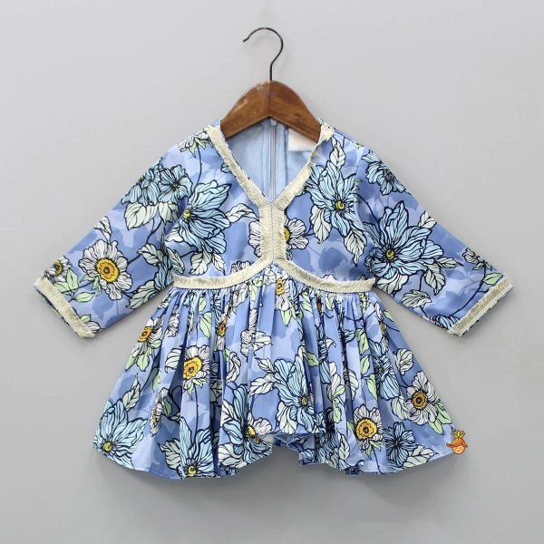 Girls  Wear Sky Blue Sharara Set  Girls Wear