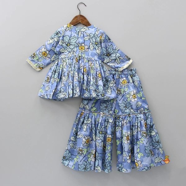 Girls  Wear Sky Blue Sharara Set  Girls Wear