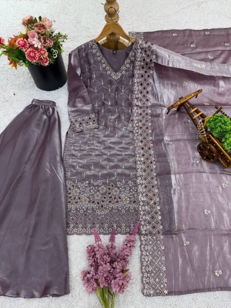 Glamorous Jimmy Choo Embroidered Beads Work Sharara Suit for Boutiques Buyers Ready To Wear Collection