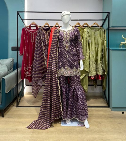 Glamorous Lavender Ready to Wear Front and Back Embroidery Diamond Work for Reseller at Wholesale Rate Ready To Wear Collection