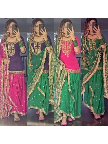 Glamorous Look Party Wear Faux Georgette With Embroidery Work Top Dhoti With Dupatta  Ready To Wear Collection