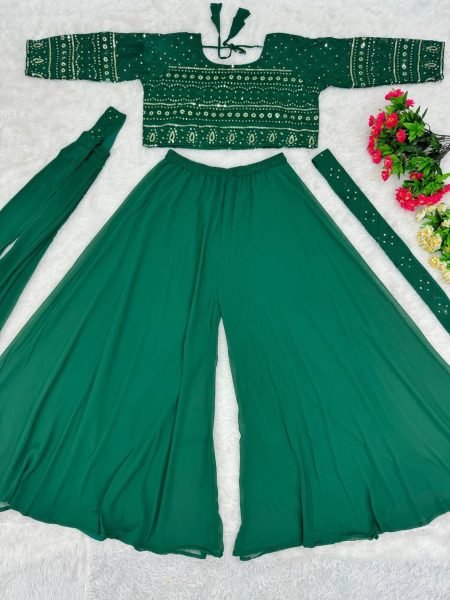 Glamorous Look  Party Wear Georgette Fabric 3 Pcs Set With Belt  Ready To Wear Collection