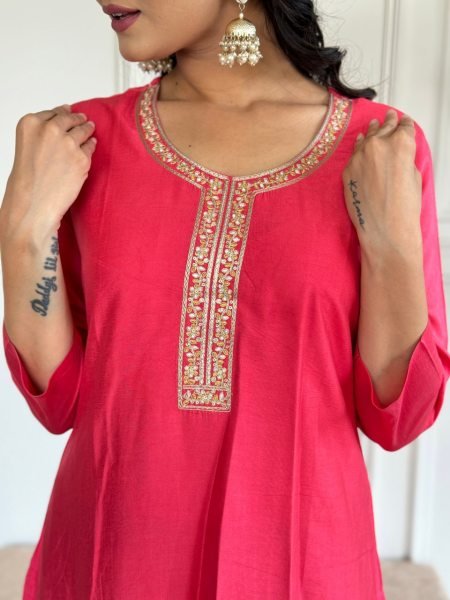 Glorious Chanderi Party Wear Chanderi Suit Set With jacquard woven dupatta  3 Piece Kurti Set