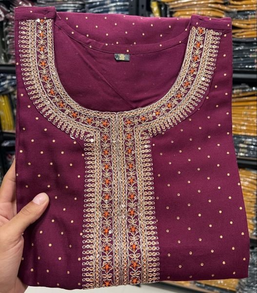 GOLD KHADI PRINT EMBROIDERY CODDING SEQUENCE WORK straight cut kurti Cotton Kurtis Wholesale