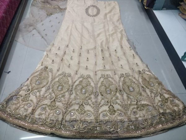 Gold Net Embroidered Lehenga Style Anarkali Suit 5804C Anarakali Gown Wholesale