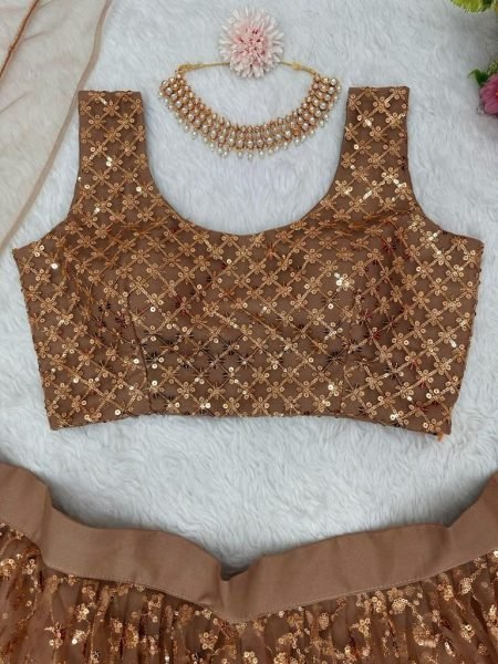 Golden Color Soft Net Wedding Wear Designer Lehenga Designer Lehenga Choli